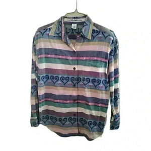 Kikomo VTG Shirt Womens M Classic Authentic Long Sleeve Button Down Multicolor